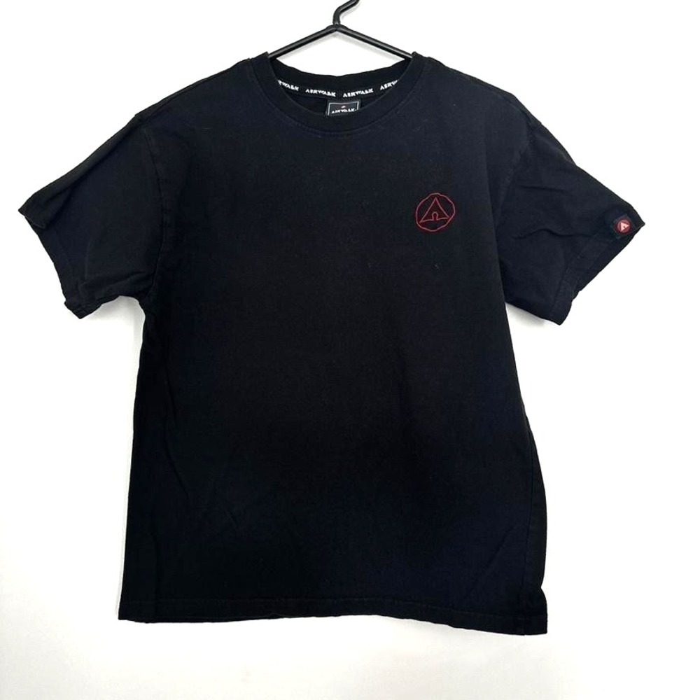 Airwalk Shirt Mens Small Skate Tee Black Red Embroidered Short Sleeve Skateboard